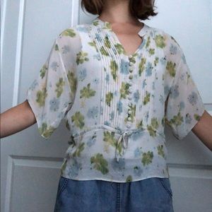 Springtime floral Banana Republic sheer blouse